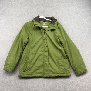 L.L. Bean Winter Warmer Coat Jacket Woman's M Pet Hood Fleece Lined 271137 Green